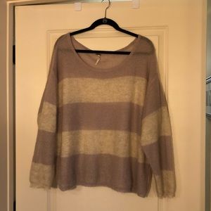 Free People Purple and White Stripped Sweater